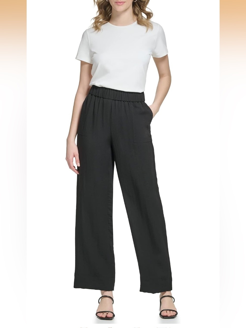 Calvin Klein Black Wide-Leg Pull-On Pants